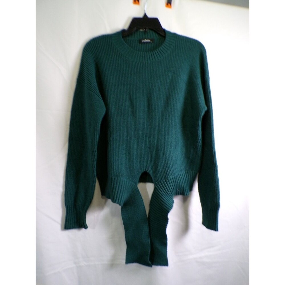 Fashion Women's Green Ribbed Knit Pullover Sweater Size M